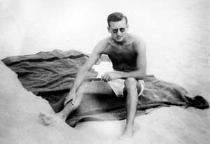 James S. Bower photo as a young man on the beach
